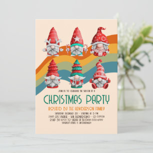 Retro Groovy Christmas Gnomes Budget Holiday Party Invitation