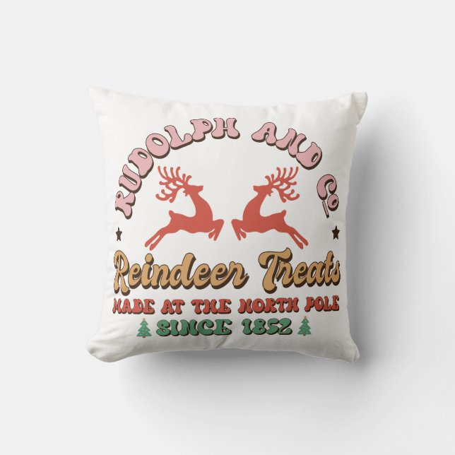 Retro Groovy Christmas Holiday Throw Pillow (Front)