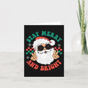 Retro Groovy Christmas Merry Stay Bright Hippie Sa Card