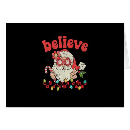 Retro Groovy Christmas Santa Believe Shirt Light C