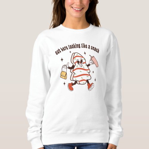 Retro Groovy Christmas Tree Cake Tumbler Bag Sweatshirt