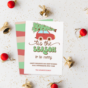 Retro Groovy Christmas Tree Car Tis the Season