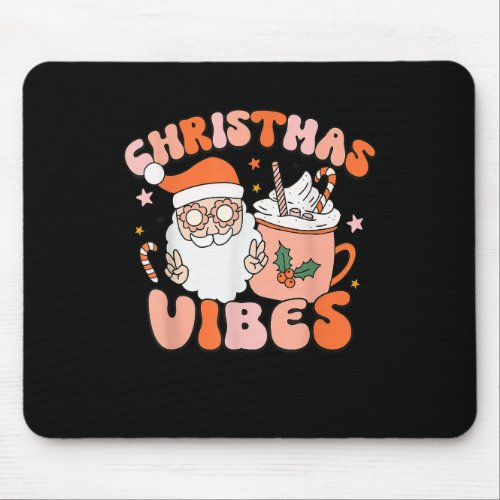 Retro Groovy Christmas Vibes Cute Santa Claus Xmas Mouse Pad