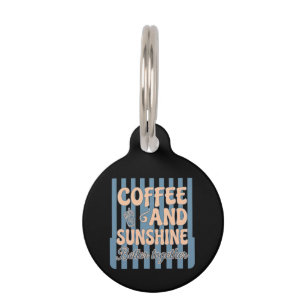 Retro Groovy Coffee and Sunshine Better Together Pet ID Tag
