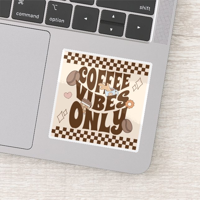 Retro Groovy Coffee Vibes Only Sticker (Detail)