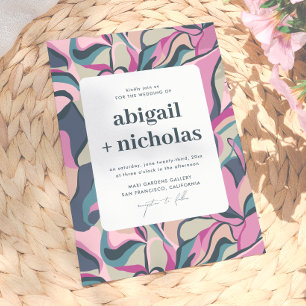 Retro Groovy Colorful Abstract Unique Wedding Invitation