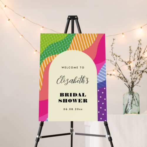 Retro Groovy Colorful Arch Bridal Shower Welcome Foam Board