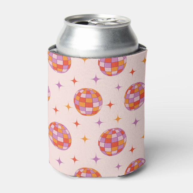 Retro Groovy Colorful Disco Balls Pattern  Can Cooler (Can Front)