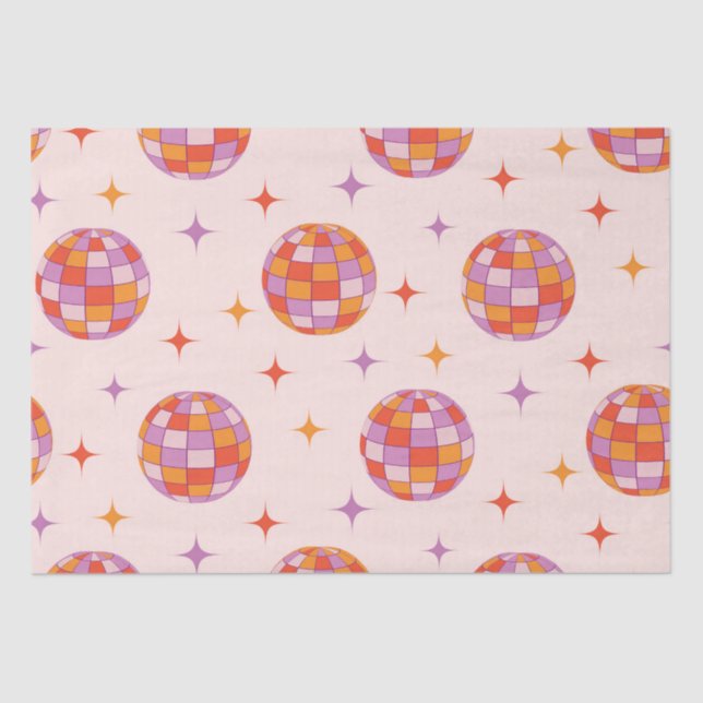 Retro Groovy Colorful Disco Balls Pattern  Tissue Paper (Front)