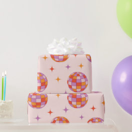 Retro Groovy Colorful Disco Balls Pattern Wrapping Paper