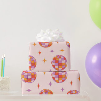 Retro Groovy Colorful Disco Balls Pattern Wrapping Paper