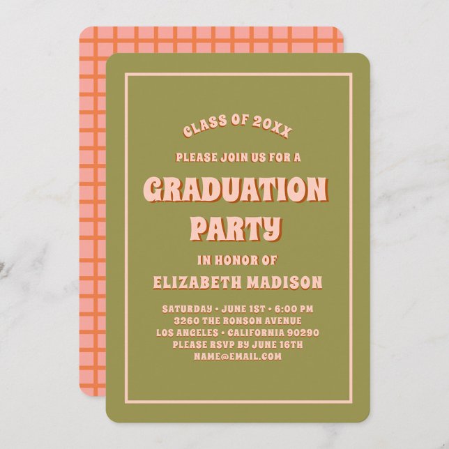 Retro Groovy Colorful High School Graduation Party Invitation (Creator Uploaded)