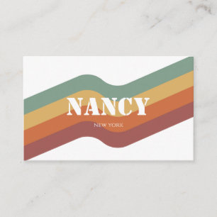 Retro Groovy Colorful Striped Business Card