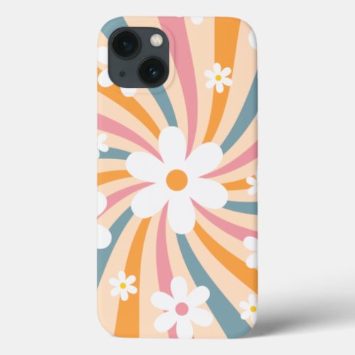 Retro Groovy Colorful Sunshine Daisy Floral Hippie iPhone 13 Case