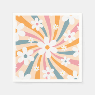 Retro Groovy Colorful Sunshine Daisy Floral Hippie Napkins