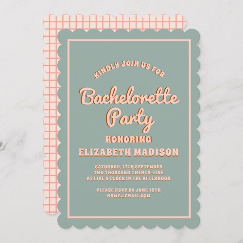 Retro Groovy Colorful Wavy Bachelorette Party Invitation