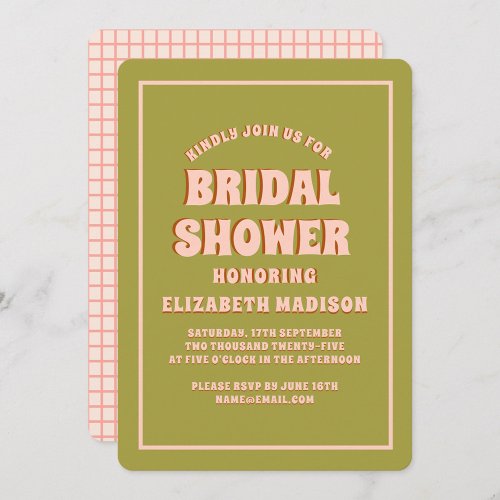 Retro Groovy Colorful Wavy Boho Bridal Shower Invitation