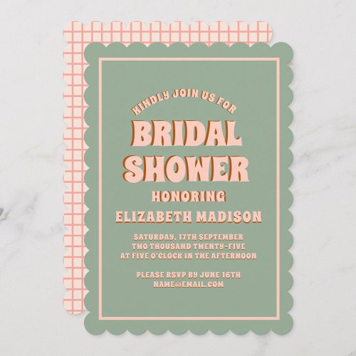 Retro Groovy Colorful Wavy Boho Bridal Shower Invitation