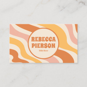 Retro Groovy Colorful Wavy Boho Qr Code Business Card