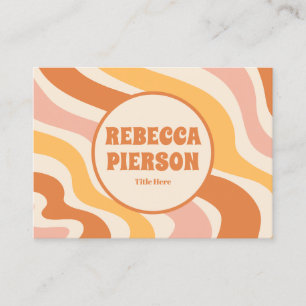 Retro Groovy Colorful Wavy Boho Qr Code Business Card