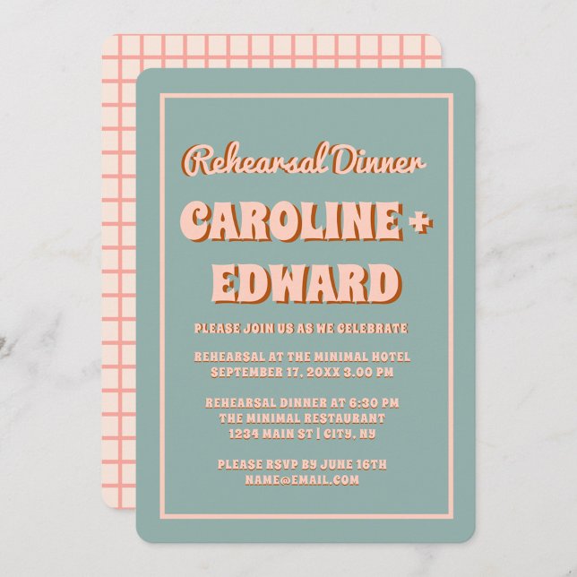 Retro Groovy Colorful Wavy Boho Rehearsal Dinner Invitation (Creator Uploaded)