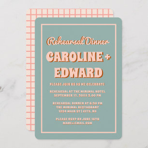 Retro Groovy Colorful Wavy Boho Rehearsal Dinner Invitation