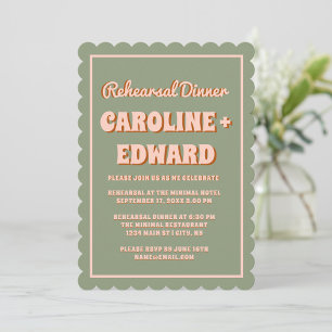 Retro Groovy Colorful Wavy Boho Rehearsal Dinner Invitation