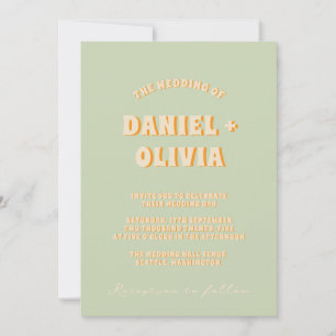 Retro Groovy Colorful Wavy Boho Wedding Qr Code In Invitation