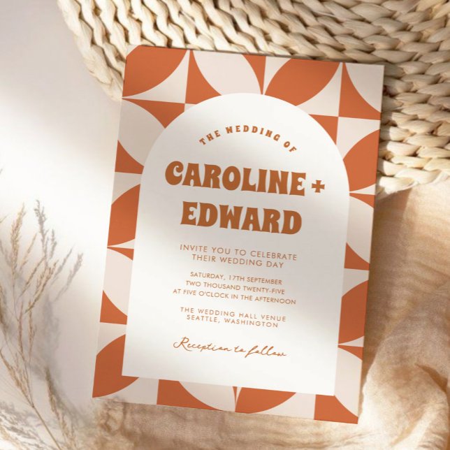 Retro Groovy Colorful Wavy Boho Wedding Qr Code Invitation (Creator Uploaded)