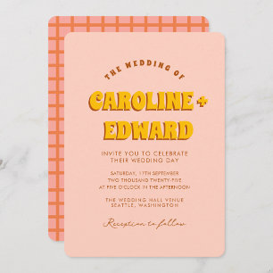 Retro Groovy Colorful Wavy Boho Wedding Qr Code Invitation