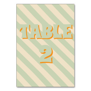 Retro Groovy Colorful Wavy Boho Wedding Table Number