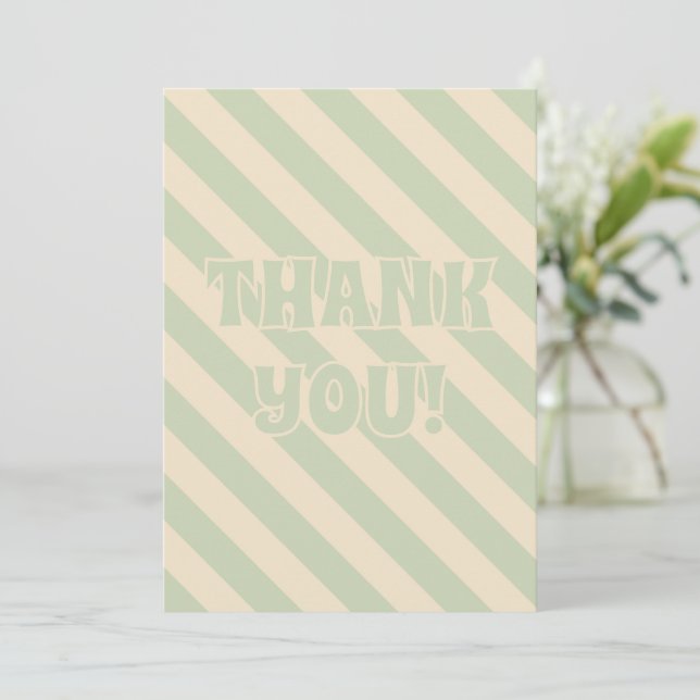 Retro Groovy Colorful Wavy Boho Wedding Thank You Card (Standing Front)