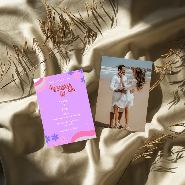 retro groovy colorful wedding  invitation (Creator Uploaded)