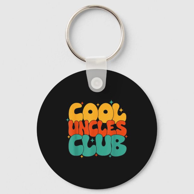 Retro Groovy Cool Uncles Club Funny New Uncle  Keychain (Front)