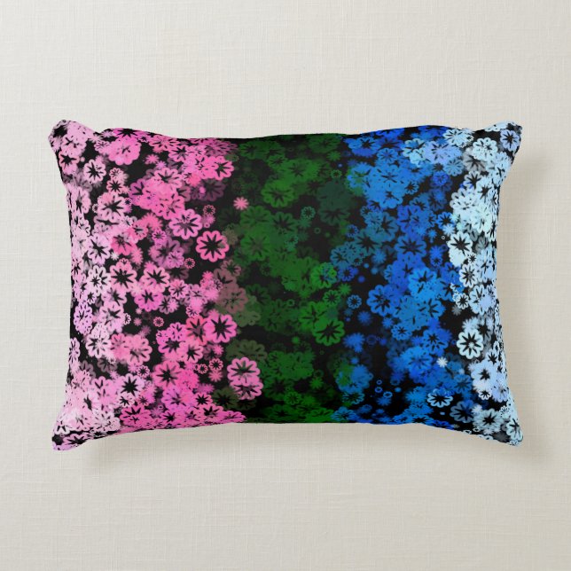 Retro Groovy Cute Floral Omniromantic Pride Flag Accent Pillow (Front)