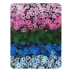 Retro Groovy Cute Floral Omniromantic Pride Flag Door Sign