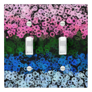 Retro Groovy Cute Floral Omniromantic Pride Flag Light Switch Cover