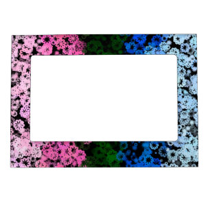Retro Groovy Cute Floral Omniromantic Pride Flag Magnetic Frame