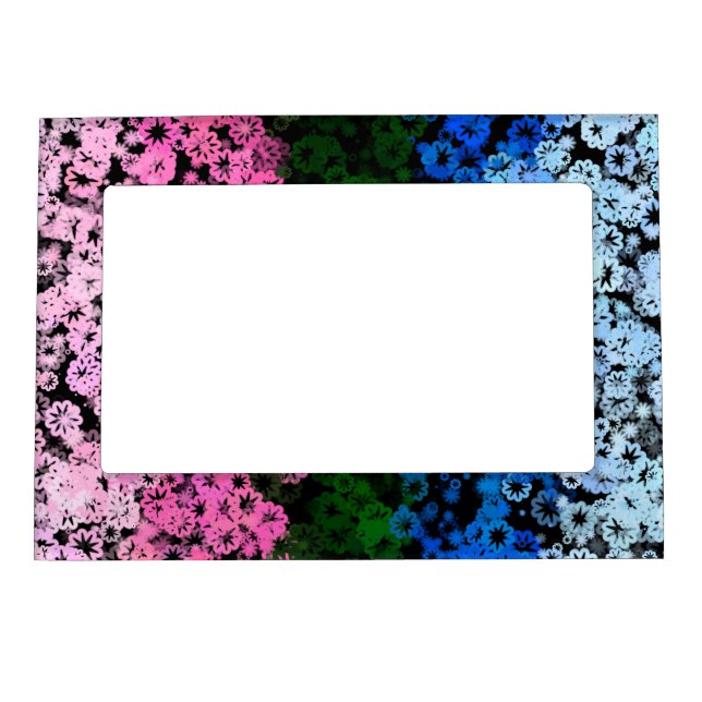 Retro Groovy Cute Floral Omniromantic Pride Flag Magnetic Frame (Front)