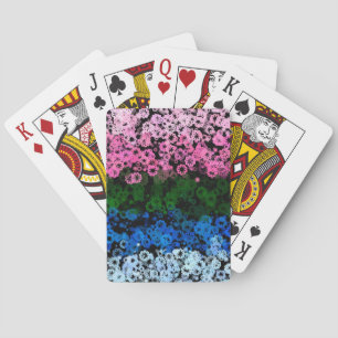 Retro Groovy Cute Floral Omniromantic Pride Flag Poker Cards