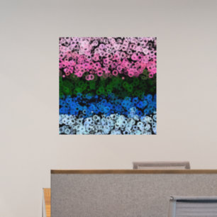 Retro Groovy Cute Floral Omniromantic Pride Flag Wall Decal