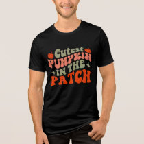 Retro Groovy Cutest Pumpkin in the Patch Tri-Blend Shirt