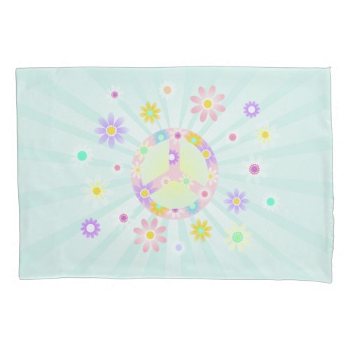 Retro Groovy Daisy 70s Theme Teal Pillow Case