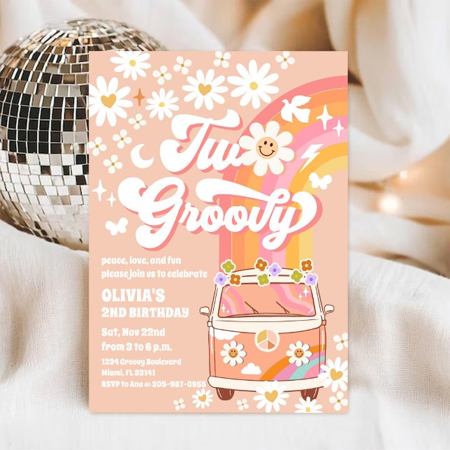 Retro Groovy Daisy Birthday Invitation (Creator Uploaded)