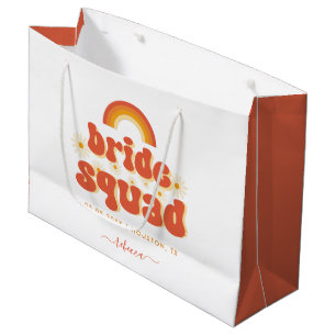 Retro Groovy Daisy Bride Squad Bachelorette Party Large Gift Bag