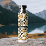 Retro Groovy Daisy Checkerboard Personalized Name Water Bottle<br><div class="desc">Retro Groovy Daisy Checkerboard Personalized Name Thor Copper Insulated Bottle features a groovy daisy pattern on a black and white checkerboard pattern background with your custom text or personalized name in the center. Perfect as a gift for family and friends for Christmas, birthday, holidays, Mother's day, work colleagues and more....</div>