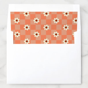 Retro Groovy Daisy Floral 70's Orange Fun Wedding Envelope Liner