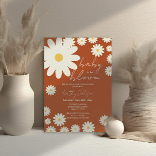 Retro Groovy Daisy Floral Baby in Bloom Shower Invitation