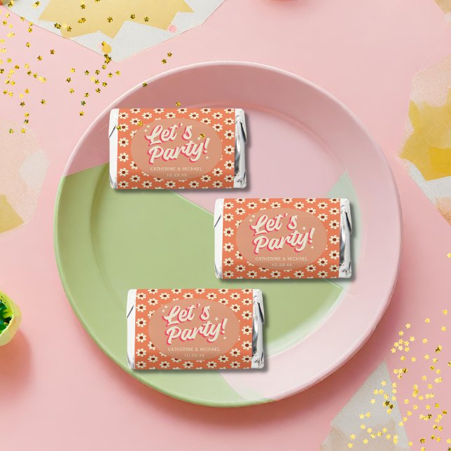 Retro Groovy Daisy Floral Orange 70's Wedding Hershey's Miniatures (Creator Uploaded)