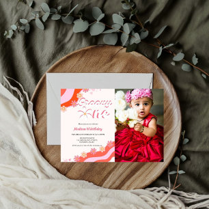 Retro groovy daisy Groovy One First Girl birthday Invitation